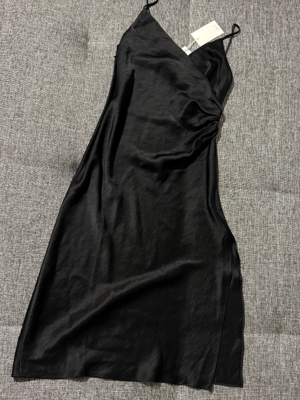 Aritzia Wilfred Scenery Satin Wrap Midi Dress Black S NWT